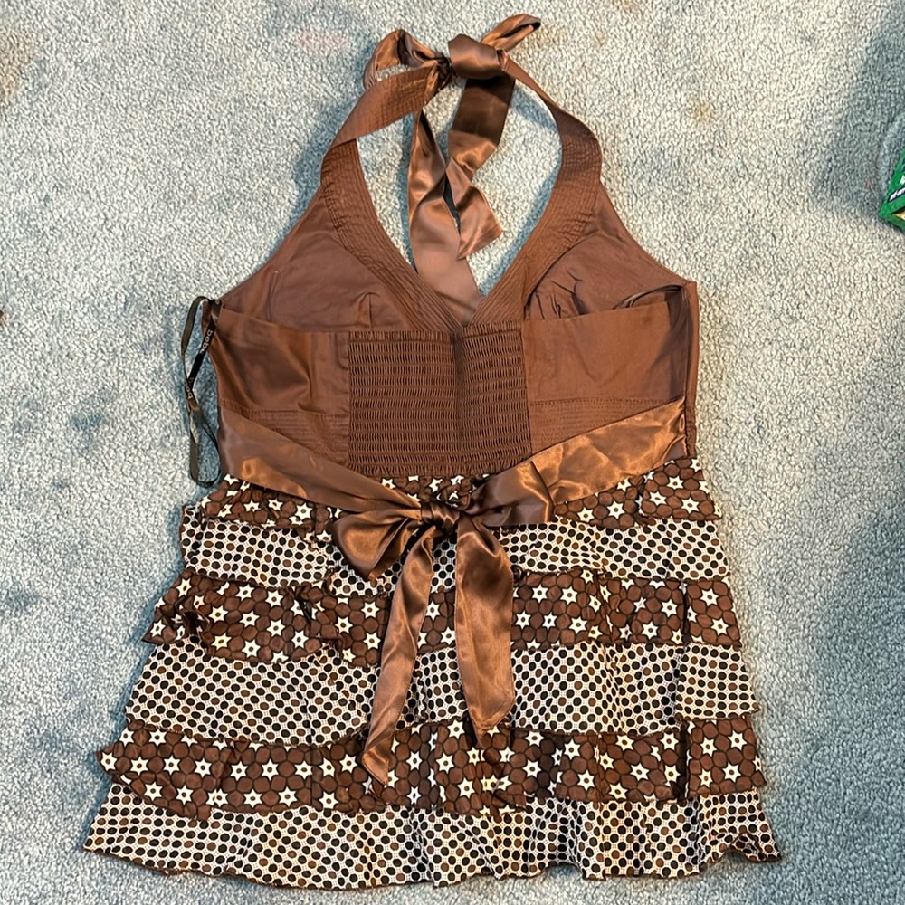 Ladies like new bebe size L halter top with ruffles